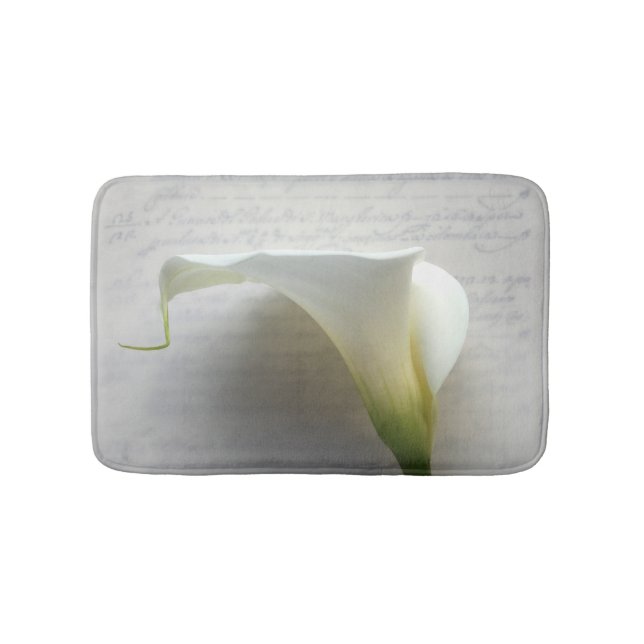Calla lily on old script bathroom mat (Front)