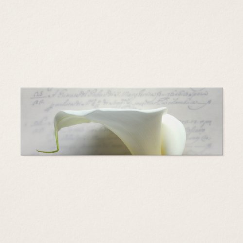 calla lily on old script handwriting bookmark business card templates