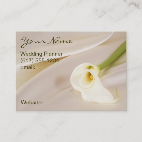 Calla Lily On White Satin Business Cards
