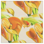 Calla lily orange floal watercolor  fabric