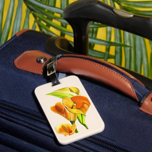 Calla lily orange floal watercolor  luggage tag