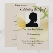 Calla lily order of service