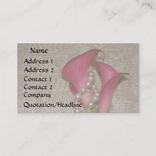 Customizable Calla Lily Pearls Business Card