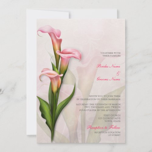 Calla Lily Pink Wedding Invitation