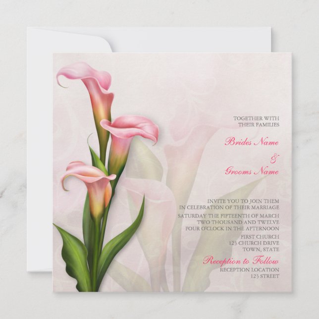 Calla Lily Pink Wedding Invitation (Front)