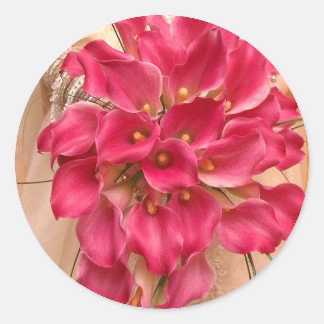 Calla Lily Pink Wedding Sticker (Front)