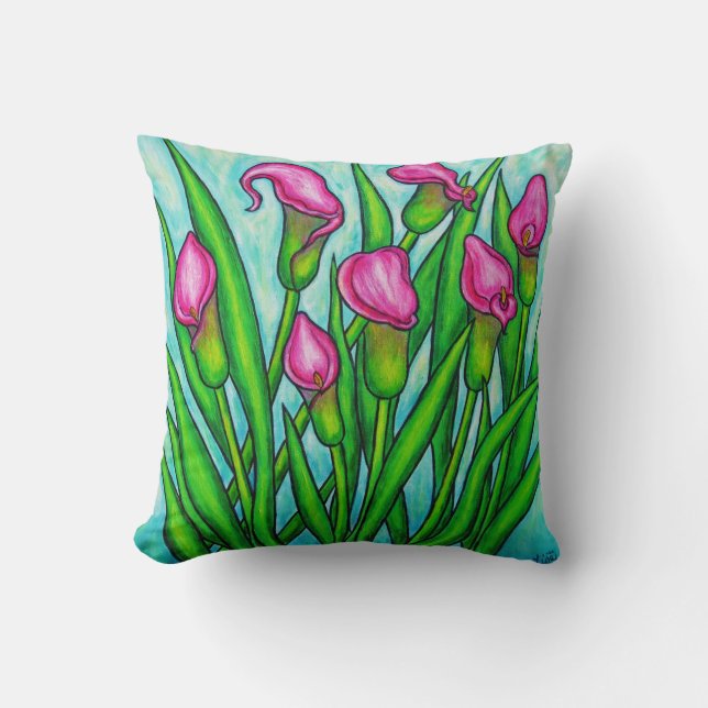 Calla Lily Polyester Throw Pillow 16" x 16" (Front)
