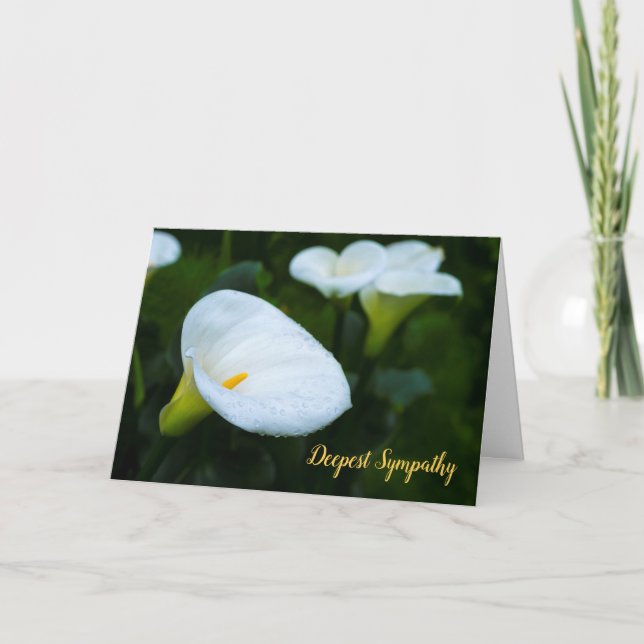 Calla Lily Raindrop Sympathy Card (Front)