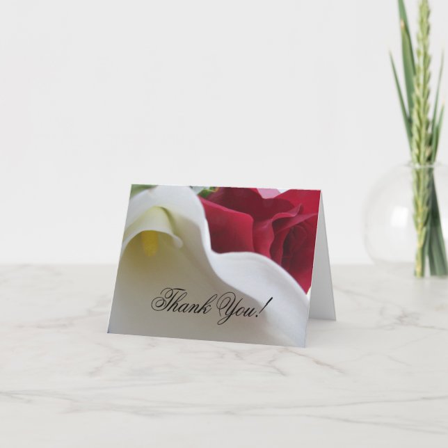 Calla Lily/Rose Wedding Thank You Card (Front)