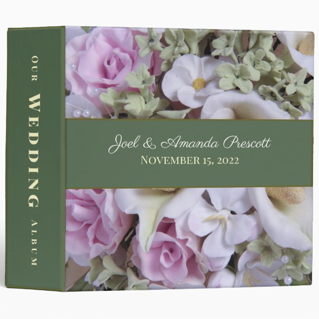 Calla Lily Roses Greenery Wedding Album 3 Ring Binder (Front/Spine)