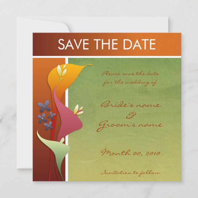 Calla Lily Save the Date Cards (Front)