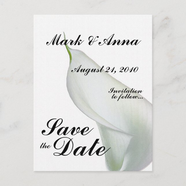 Calla Lily Save the Date Postcard (Front)