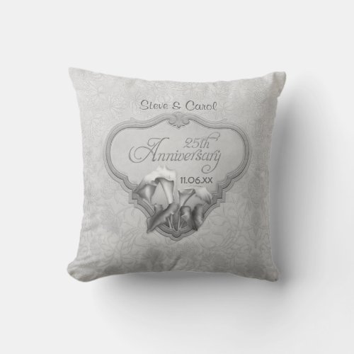 Calla Lily Silver Anniversary _ Customize Throw Pillow