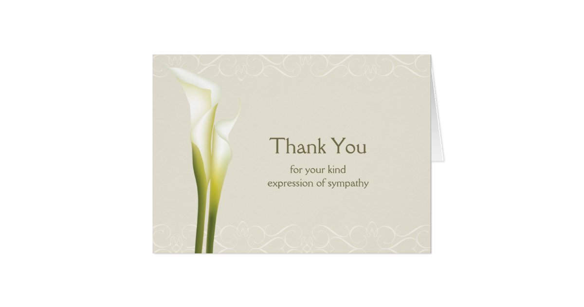 Calla Lily Sympathy Thank You Cards