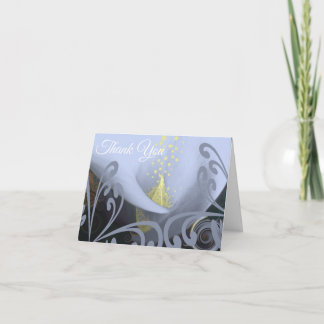 Calla Lily Thank You Blue Swirls Card