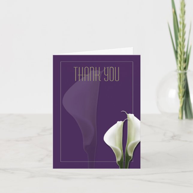 Calla Lily Thank You Note on Purple Card (Front)