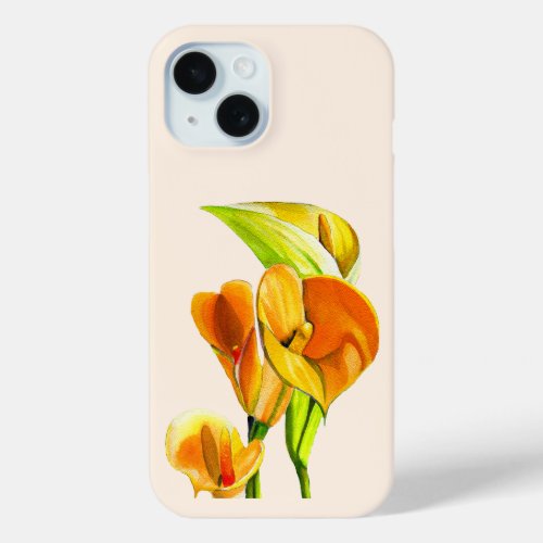 Calla lily watercolor flower art iPhone 15 case
