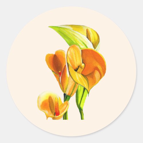 Calla lily watercolor flower art classic round sticker