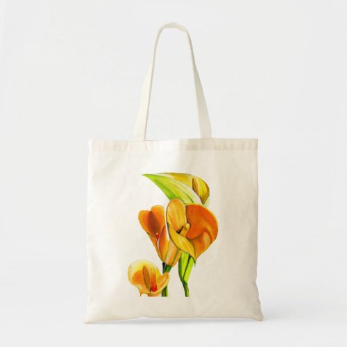 Calla lily watercolor flower art tote bag