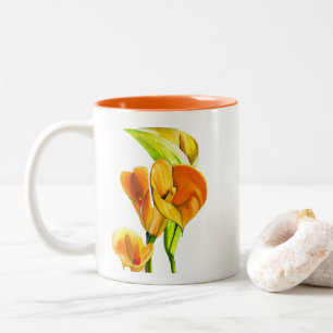 Calla lily watercolor flower art Two-Tone coffee mug