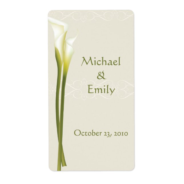 Calla Lily Wedding Favor Labels (Front)