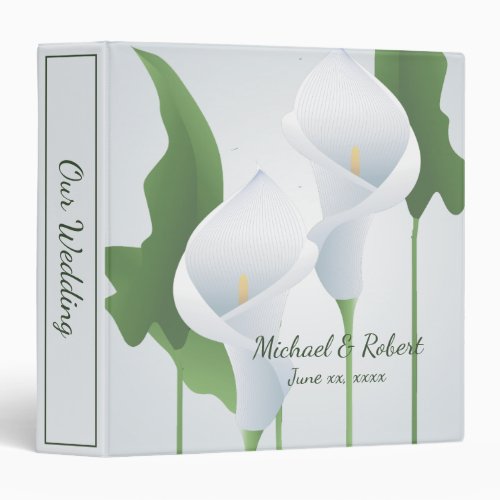 Calla Lily Wedding Floral Custom 12 3 Ring Binder