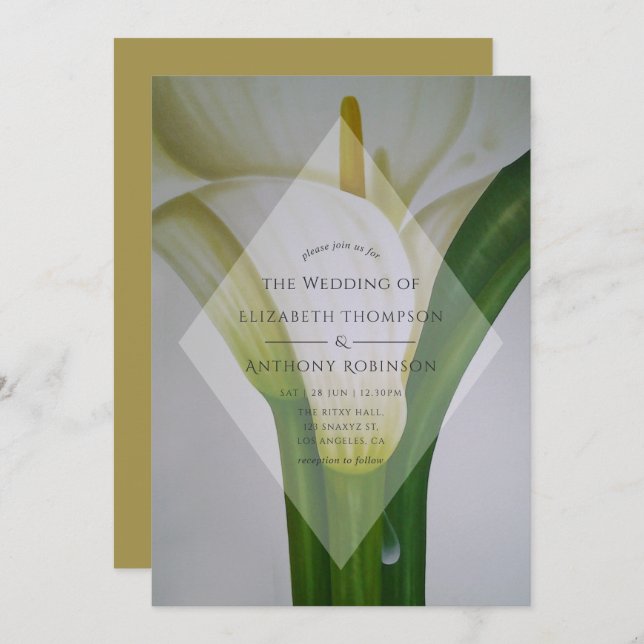 Calla Lily Wedding Invitation (Front/Back)