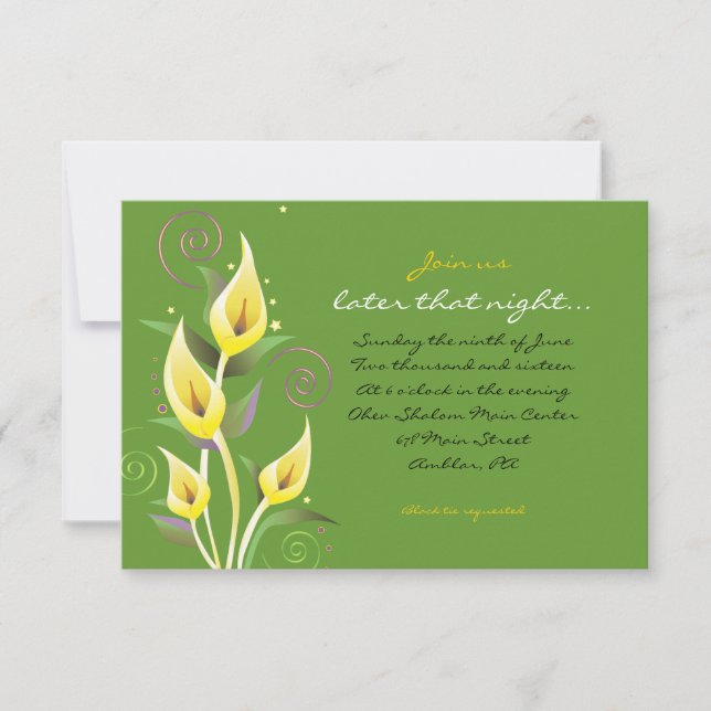 Calla Lily Wedding Invitation Flower Party Card (Front)