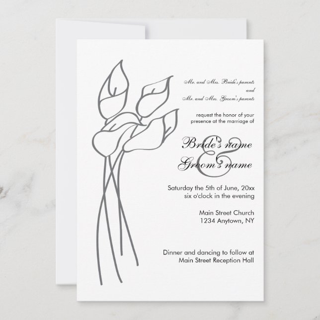 Calla Lily Wedding Invite (Front)
