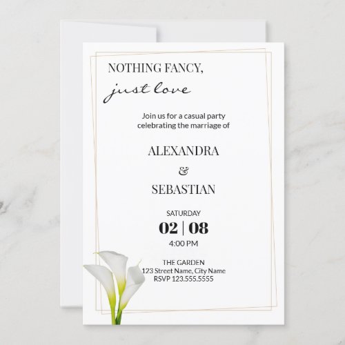 Calla Lily Wedding Reception Invitation