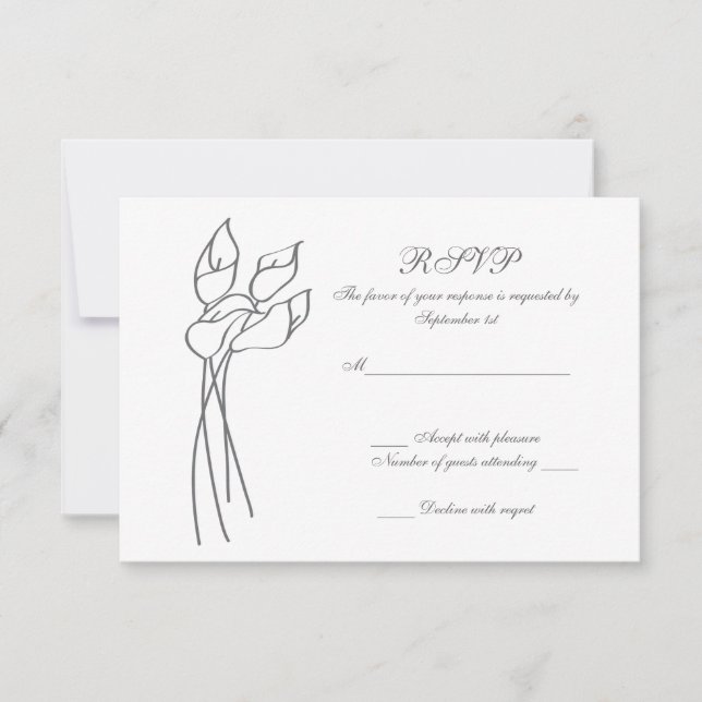 Calla Lily wedding rsvp Card (Front)