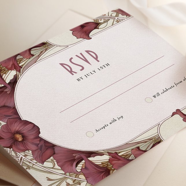 Calla Lily Wedding RSVP Insert Art Nouveau Mucha Invitation (Creator Uploaded)