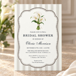 Calla Lily White Wedding Bridal Shower Invitation