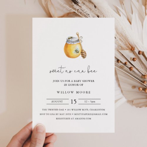 CALLA Sweet As Can Bee Baby Shower Invitation