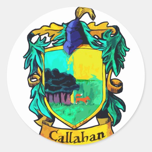 Callahan Family Crest cutout Classic Round Sticker