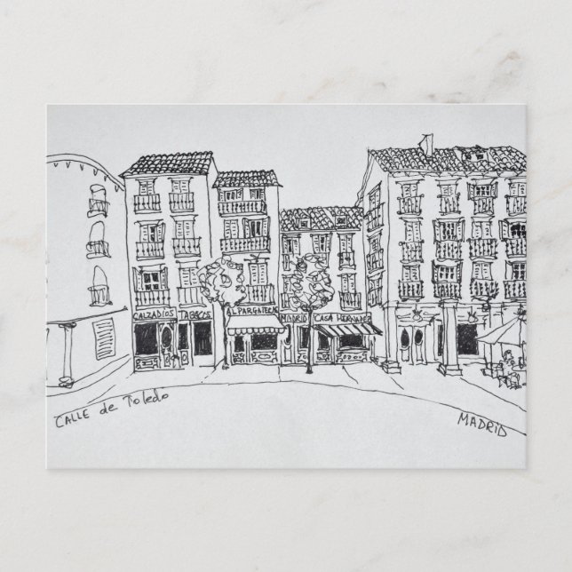 Calle de Toledo shopping street, Madrid, Spain Postcard (Front)