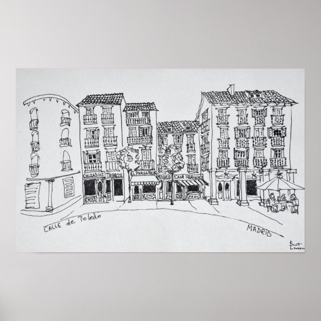 Calle de Toledo shopping street, Madrid, Spain Poster (Front)