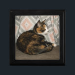 Callie Cat on Sofa Gift Box<br><div class="desc">A calico cat poses with blankets on a sofa in this photo snapped by Richard H. Fay.</div>