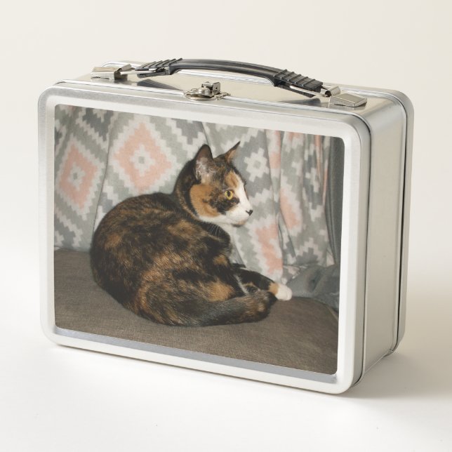Callie Cat on Sofa Metal Lunch Box (Front)