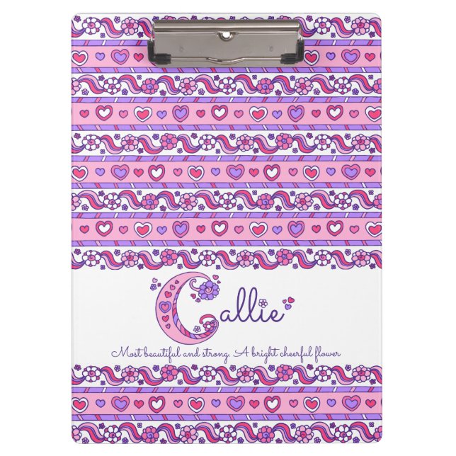 Callie name meaning hearts doodles clipboard (Front)