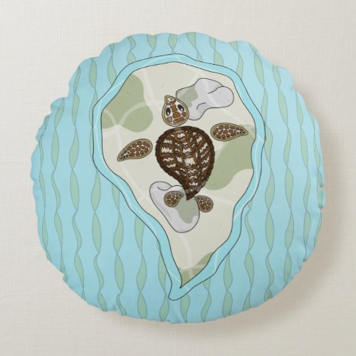 Callie the Sea Turtle Round Pillow