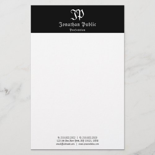 Calligraphed Black White Template Elegant Vintage Stationery