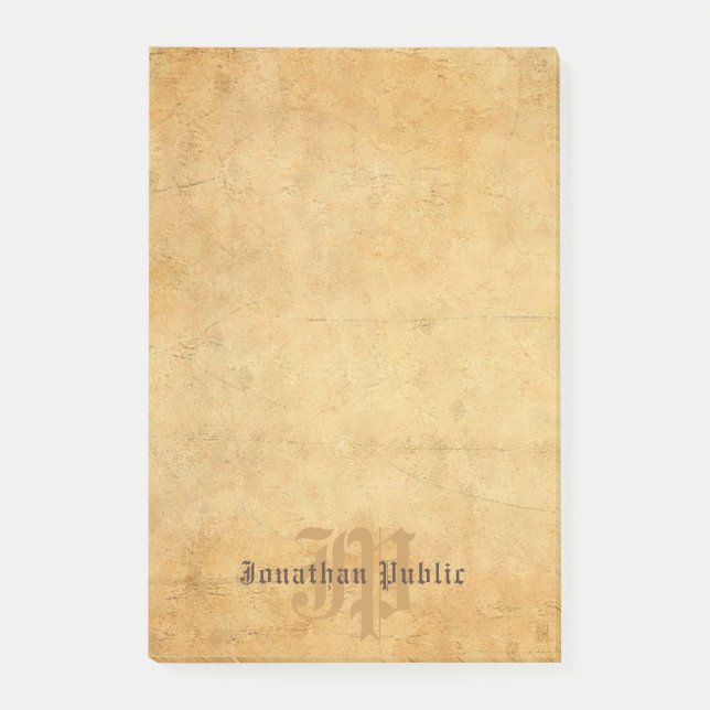 Calligraphed Elegant Monogram Template Vintage Post-it Notes (Front)