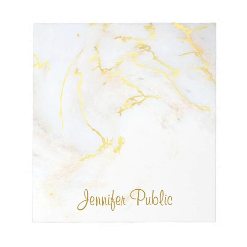 Calligraphed Elegant Template Gold White Marble Notepad