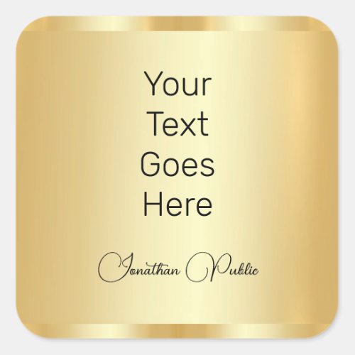 Calligraphed Faux Gold Elegant Template Trendy Square Sticker