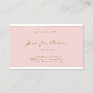 Calligraphed Gold Name Text Template Blush Pink Business Card