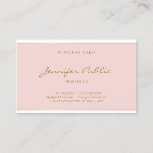 Calligraphed Gold Name Text Template Blush Pink Business Card