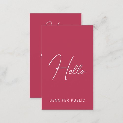 Calligraphed Hello Business Cards Modern Vertical