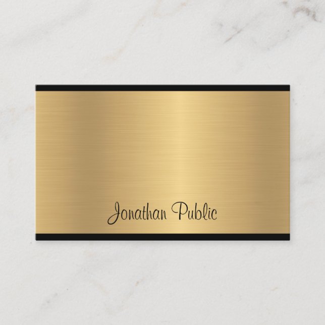 Calligraphed Modern Glamour Gold Excellent Luxury Business Card (Front)