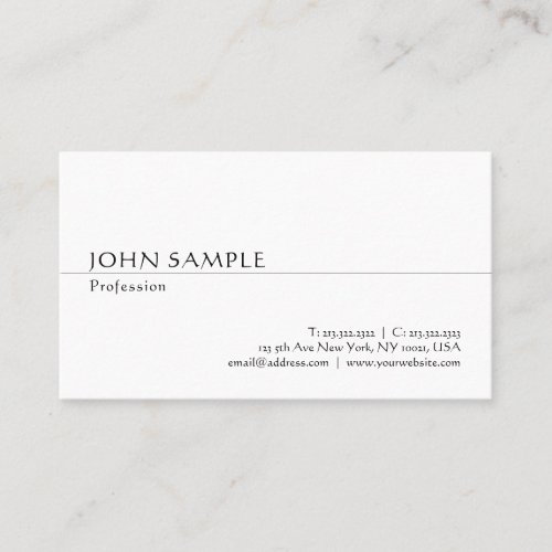 Calligraphed Modern White Simple Cool Template Business Card